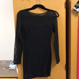 Black long sleeve mesh dress